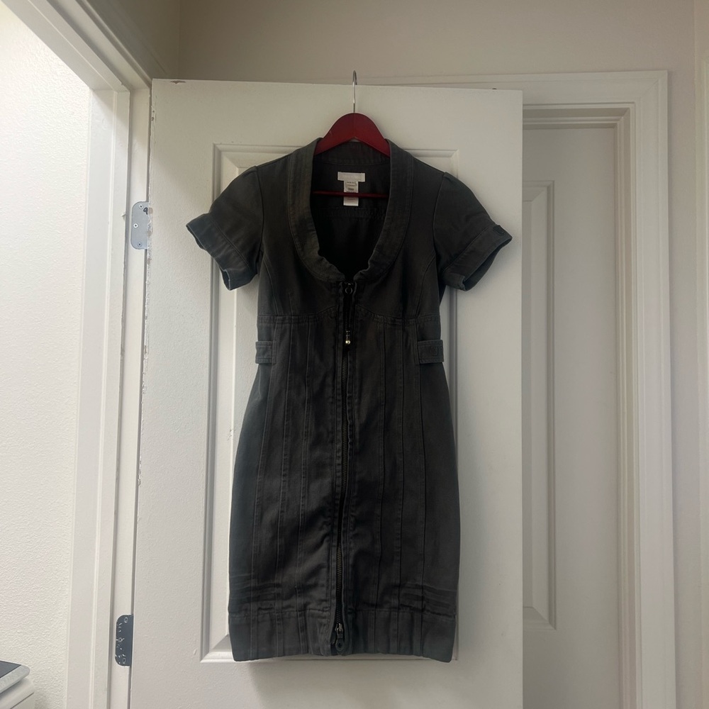 Diesel Fitted Zip Front Denim Dress Size Small | Y2K Industrial Utility Chic